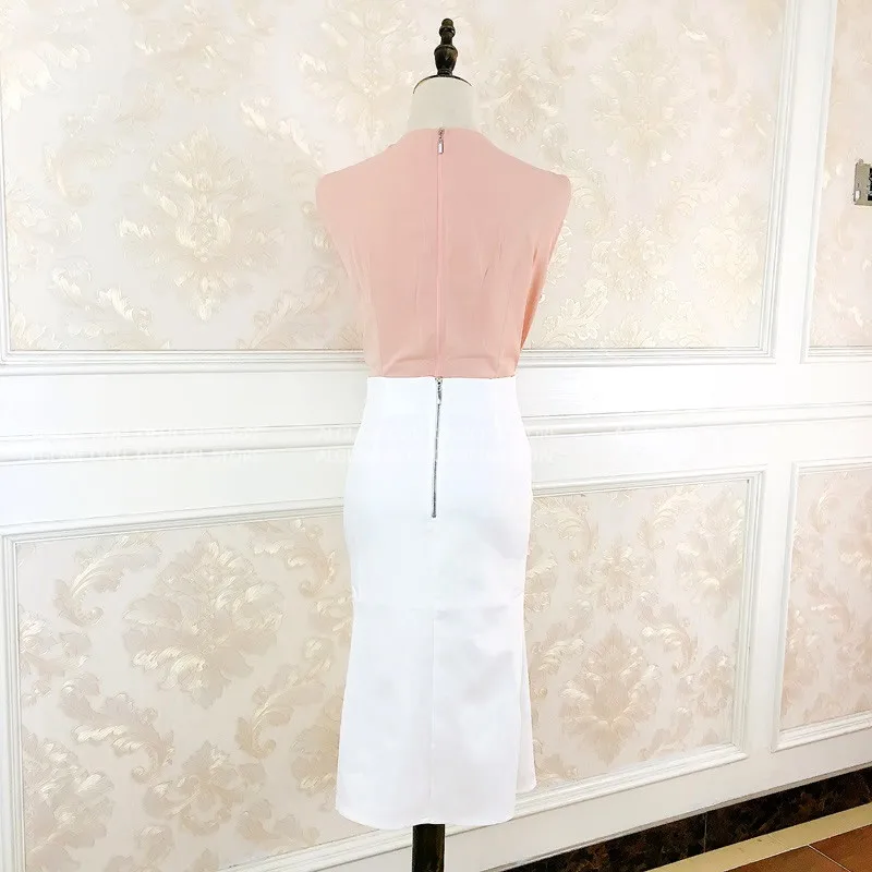 Женское летнее розовое платье без рукавов с V-образным вырезом |