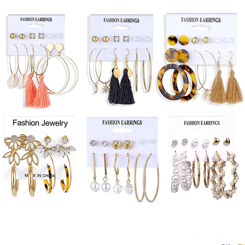 ALIUTOM богемный Леопардовый цвет акриловый жемчужный Комплект сережек для женщин