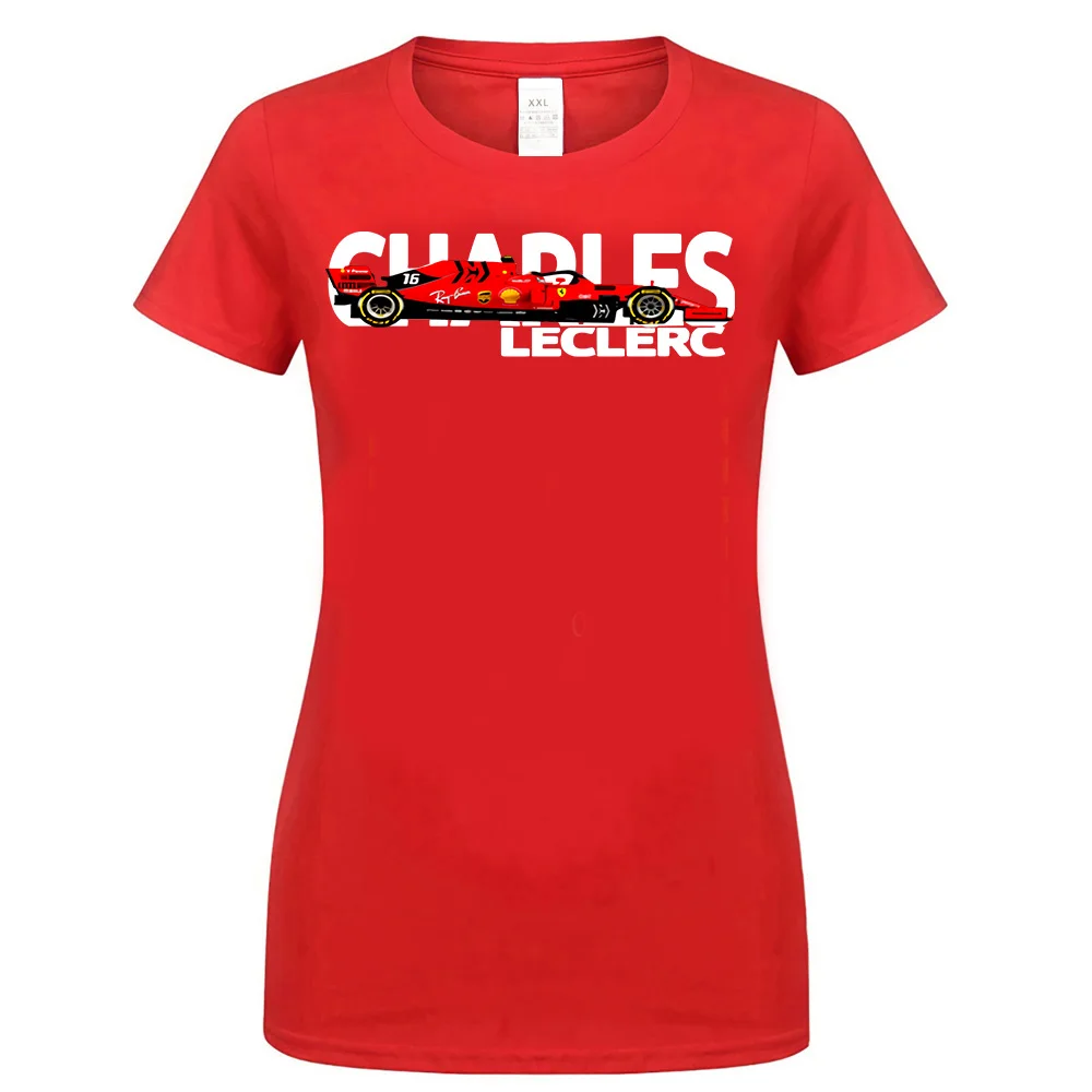 women red Charles Leclerc-Feerrari Sf90 большая белая текстовая футболка красно-Черная Мужская-W. Slim Fit футболка - Цвет: women red