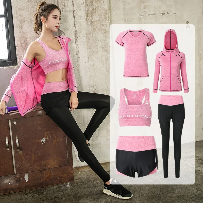 5pcs set female yoga suit fitness clothes sports clothing for female workout athletic race yoga sets suit