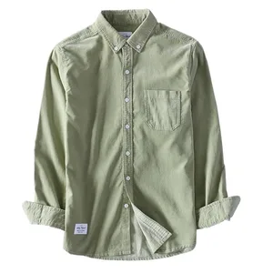 Мужская Вельветовая рубашка с длинными рукавами, Повседневная рубашка из 100% хлопка с воротником на пуговицах и нагрудным карманом