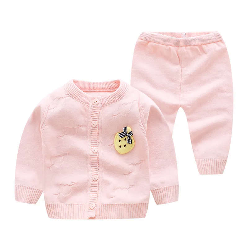 B1330-Pink Осенний свитер для новорожденных в Корейском стиле; костюмы; Хлопковые вязаные комплекты для малышей; кардиган; хлопковая одежда для малышей; Z624 - Цвет: B1330-Pink
