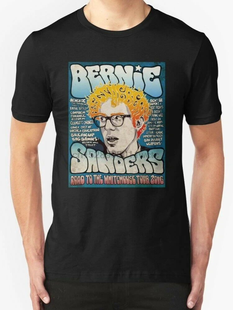 Мужская черная футболка Bernie Sanders Road To The Whitehouse Tour 2016|Мужские футболки| |