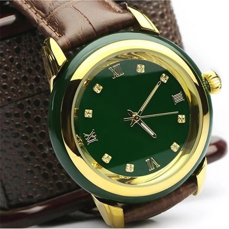 

BRAND LUXURY COUPLE WATCH QUARTZ JADE WOMEN CLOCK TOP NATURAL JADE BUSINESS WRISTWATCH MAN NEW FASHION SIMPLE LADIES WATCH