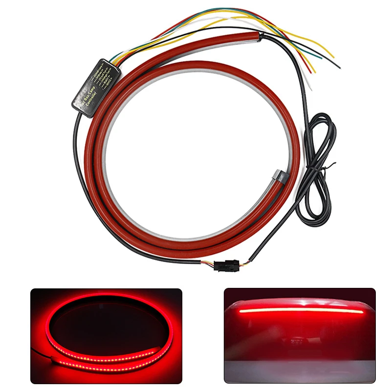 

OHANEE 12V LED Brake Light Flexible Red 90/100cm Car Additional Third Brake Light With Driving Turn Signal Warning Stop Lamp