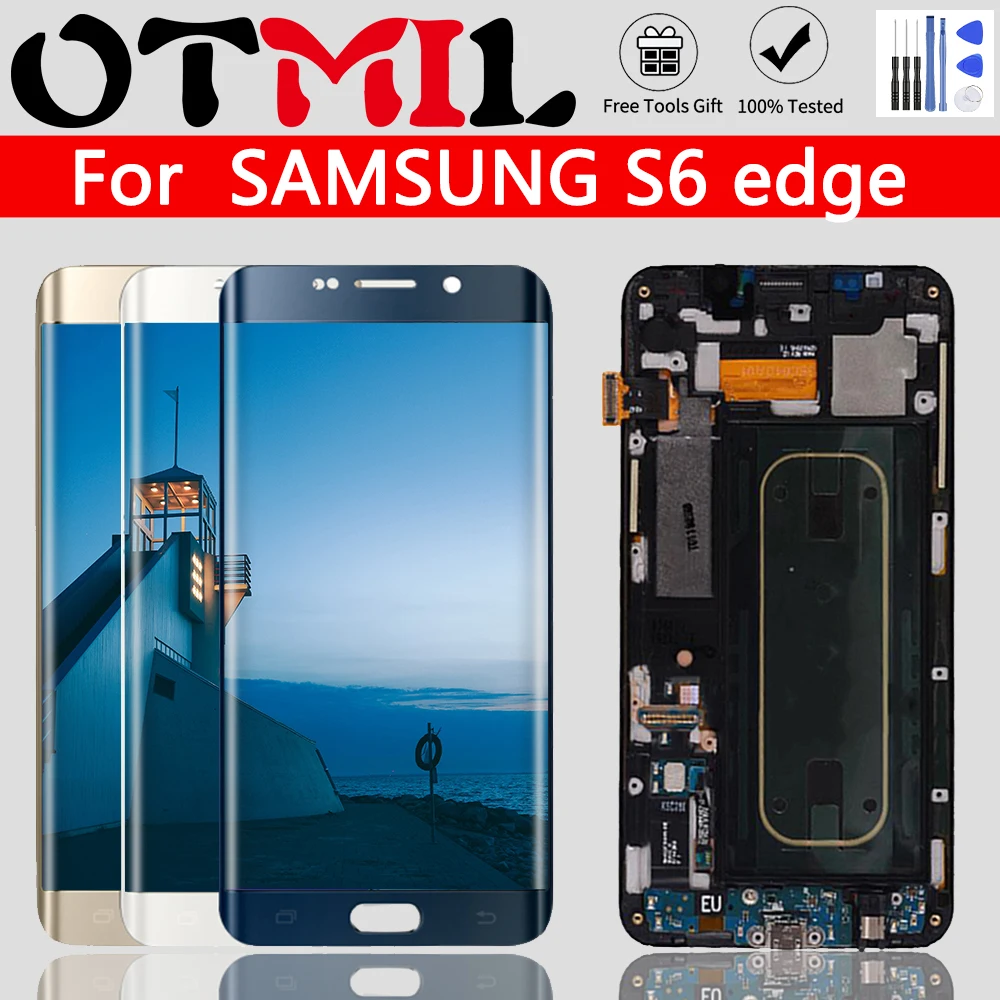 ЖК дисплей Super AMOLED 5 1 дюйма для SAMSUNG Galaxy S6 edge сенсорный экран с дигитайзером в сборе