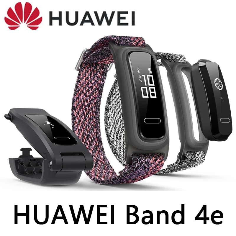

Смарт-браслет Huawei Band 4e, водонепроницаемый спортивный умный браслет с монитором баскетбольных данных, с двумя ремешками и обувью, 14 дней авто...