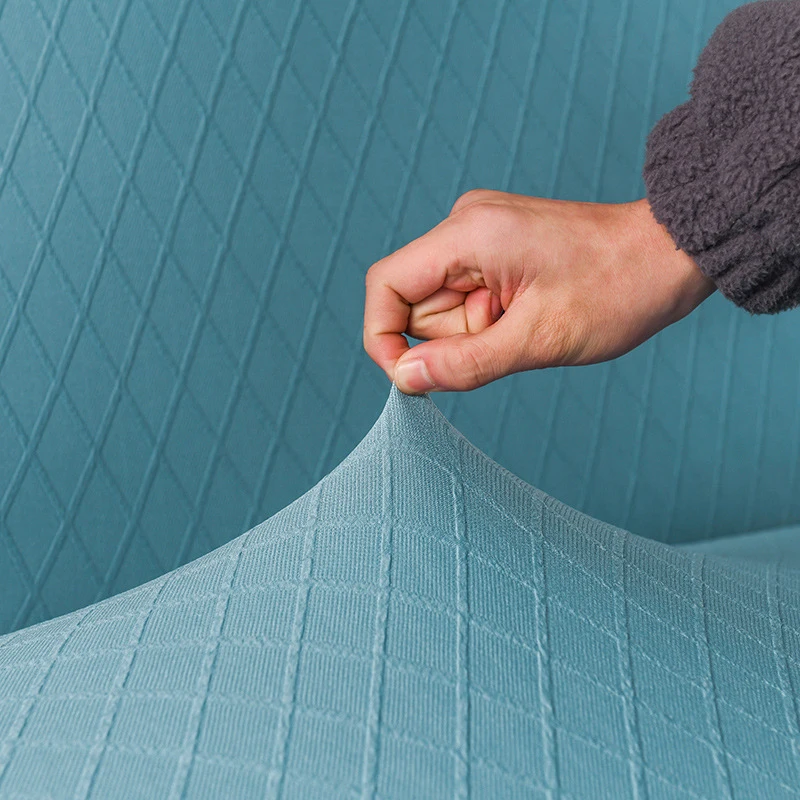 Серый жаккардовый чехол для дивана эластичное покрывало