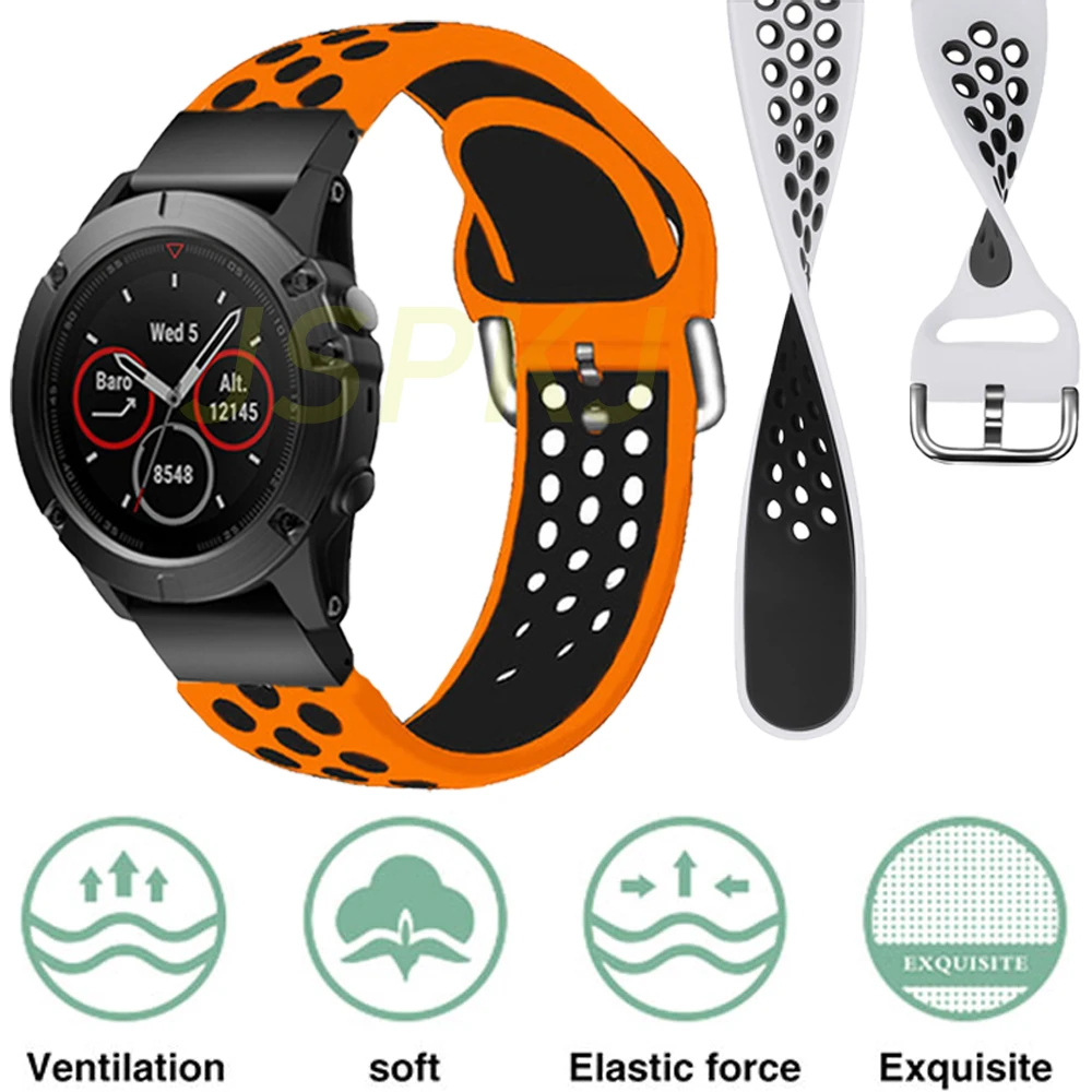 

26/22mm Watchband For Garmin Fenix 6 6X Pro 5 5X Plus 7 7X 3HR MK1 Silicone Band Easyfit Wrist Strap Installation Accessories