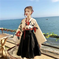 japanese style floral print kimono haori for girls women top short long skirt outfits full sleeve 2019 kawaii summer fashion