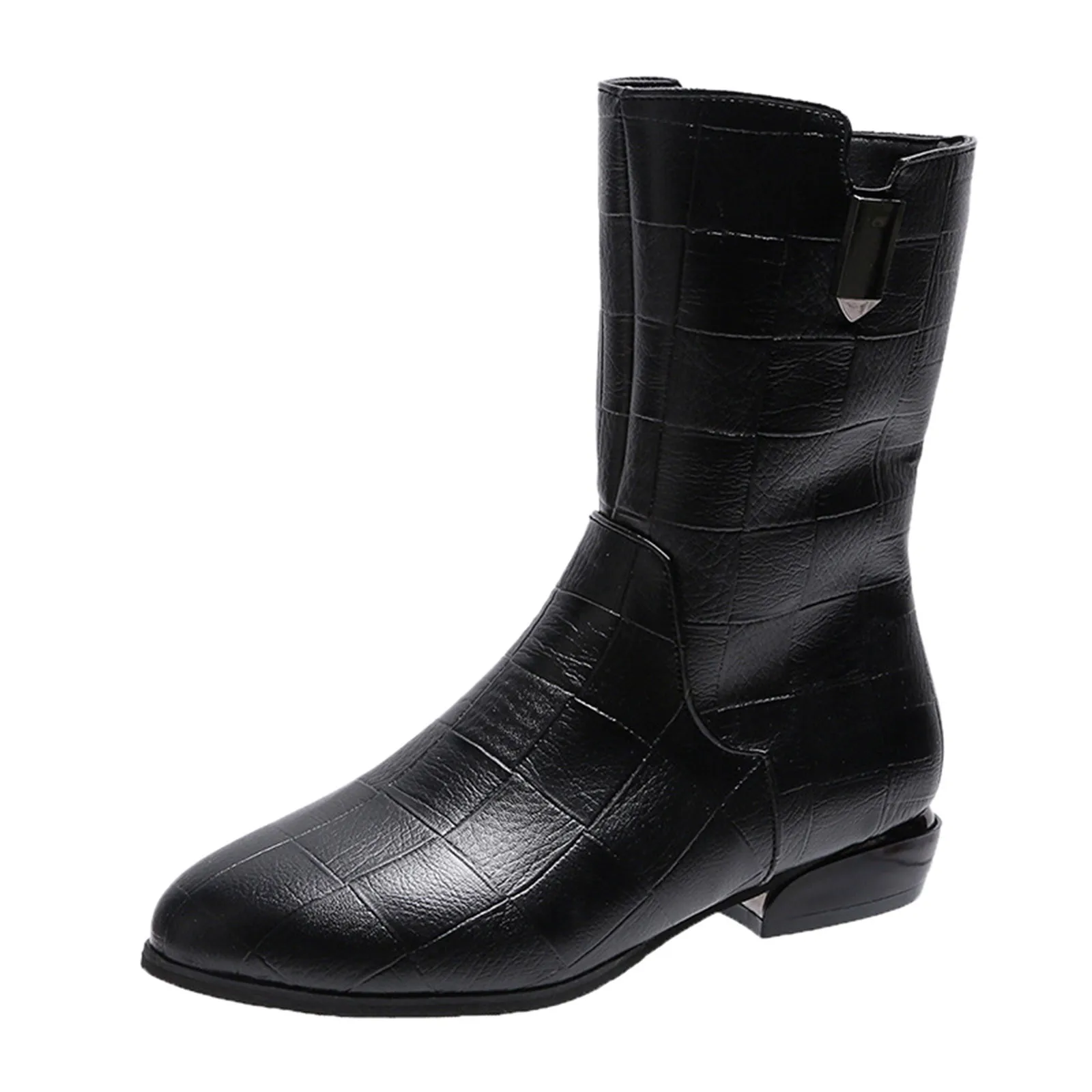 

Ботильоны женские с флисовой подкладкой, модные однотонные кожаные ботинки на толстом каблуке, на молнии, ботинки мини для женщин