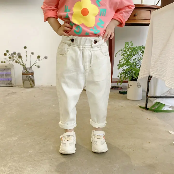 Осенние модные джинсы в стиле пэчворк для мальчиков 2019 женские повседневные