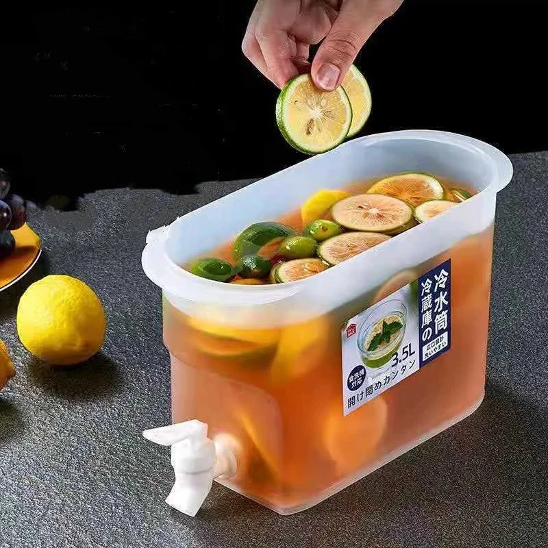 

3.5L Cold Water Jug with Faucet Refrigerator Fruit Teapot Household Juice Lemonade Bottle Large Container Heat Resistant Pitcher