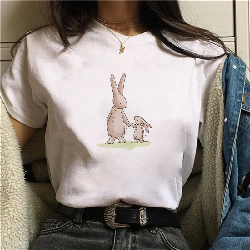 

Rabbit Kawaii Anime Graphic Print T-shirt Women New Summer Fashion Korean Tshirt Harajuku Aesthetic White Tops Female T Shirt