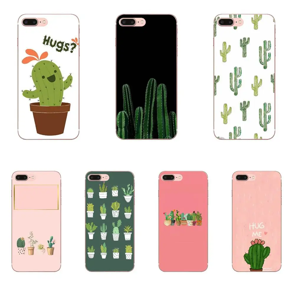 Мягкий ТПУ прозрачный сотовый телефон Cactus Art для Samsung Galaxy A10 A20 A20E A3 A40 A5 A50 A7 J1 J3 J4 J5 J6