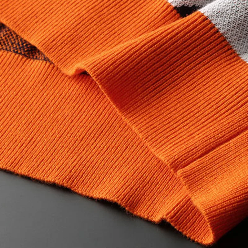 

2021 Men's Slim Fit-Collarbottomed in Autumn and Winter printing Casual KNIT Sweater/Male slim fit Round collar Set head sweater