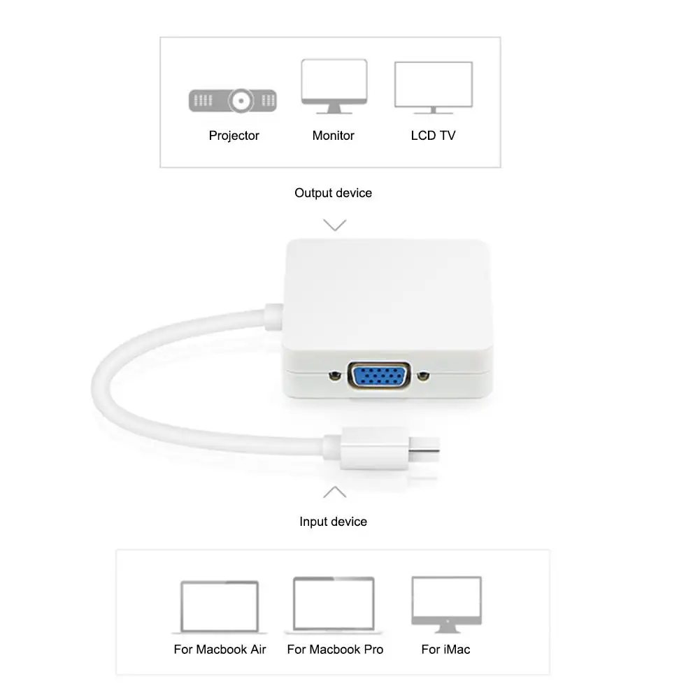 3 в 1 Конверсионный кабель мини многофункциональный портативный DP к HDMI VGA адаптер