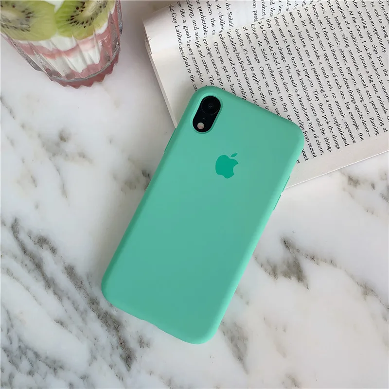Модный чехол для телефона iPhone 6 S 7 8 Plus X XR XS MAX мятно зеленый мягкий детской кожи