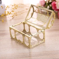 transparent plastic candy box mini golden treasure box food grade small jewelry storage wedding candy packaging gift box
