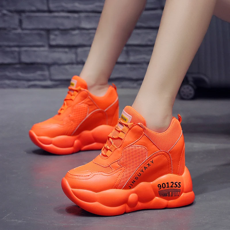 2019 осенние женские кроссовки со скрытым каблуком белые вулканизированные туфли