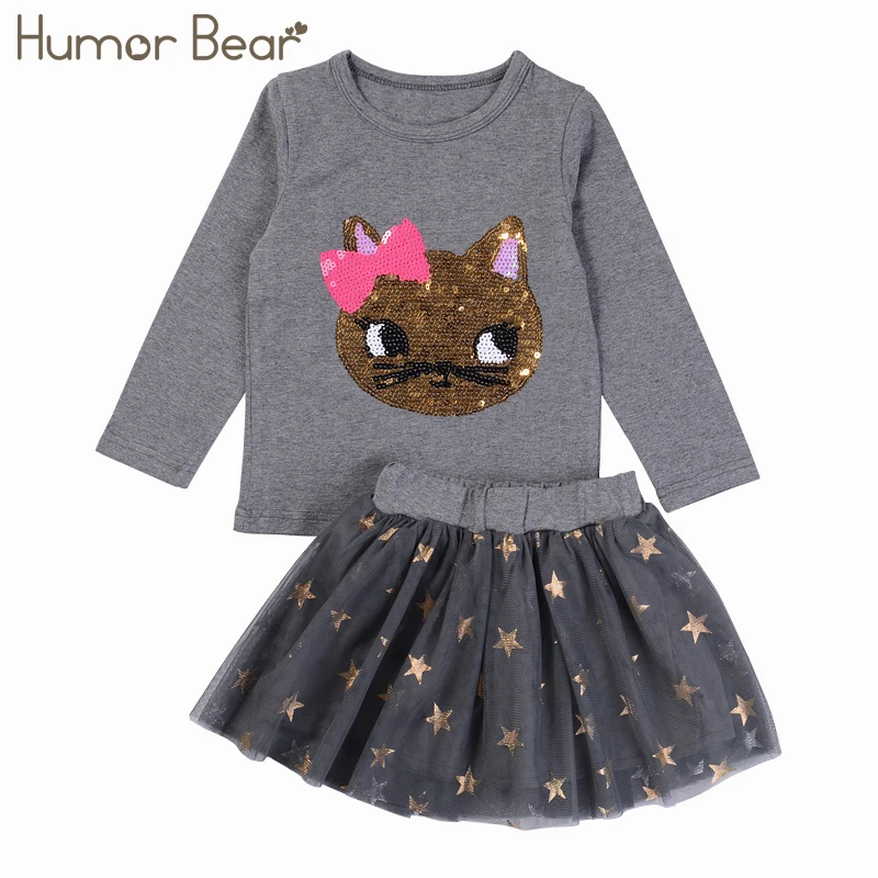 Humor Bear/детская одежда детские комплекты одежды для девочек комплект спортивной одежды из 2 предметов для маленьких девочек, футболка с длинными рукавами и принтом+ штаны