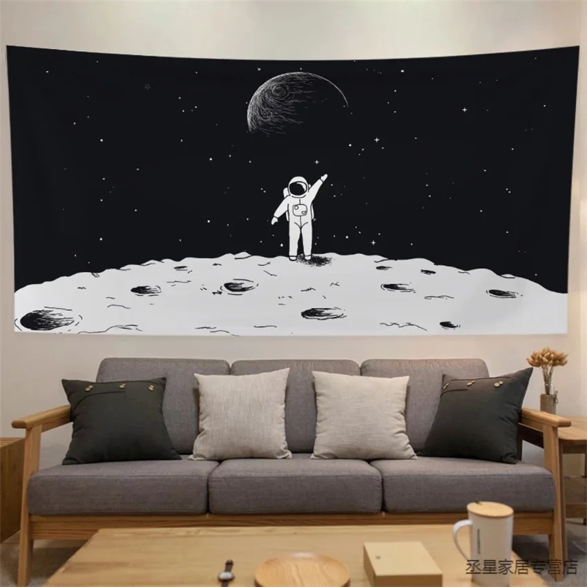 

new Oversized star system background cloth ins hanging cloth Astronaut Moon View Bedroom arrangement Room bedside wall tapestry
