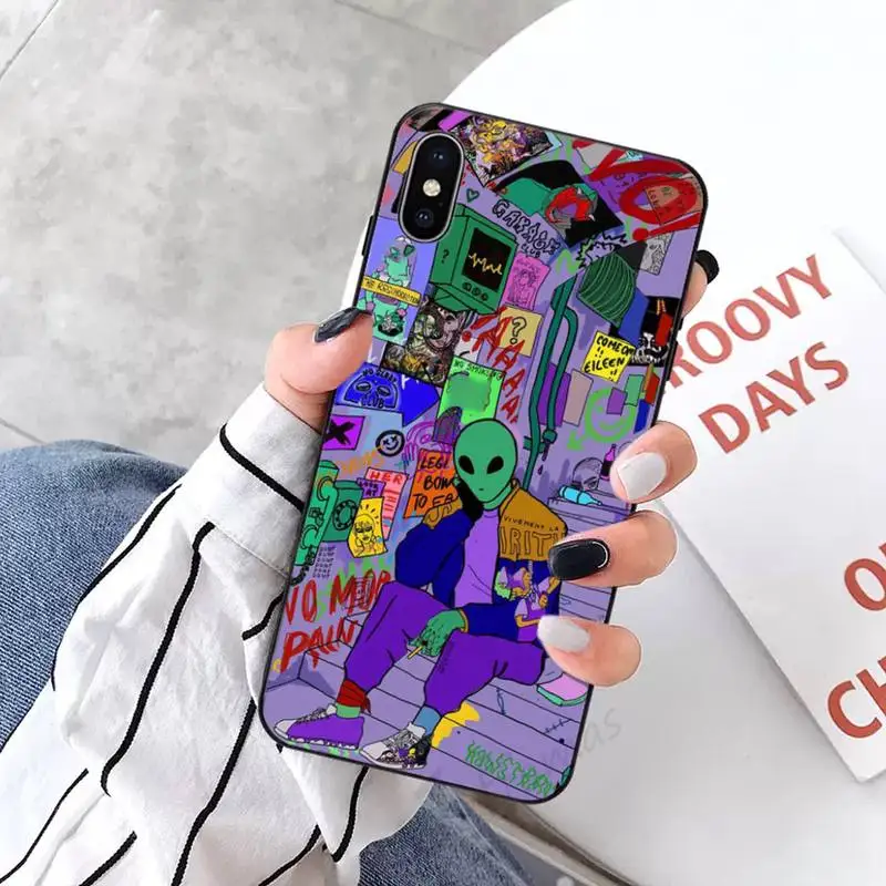 

Aesthetics Cute Cartoon alien space Phone Case for iPhone 11 12 pro XS MAX 8 7 6 6S Plus X 5S SE 2020 XR