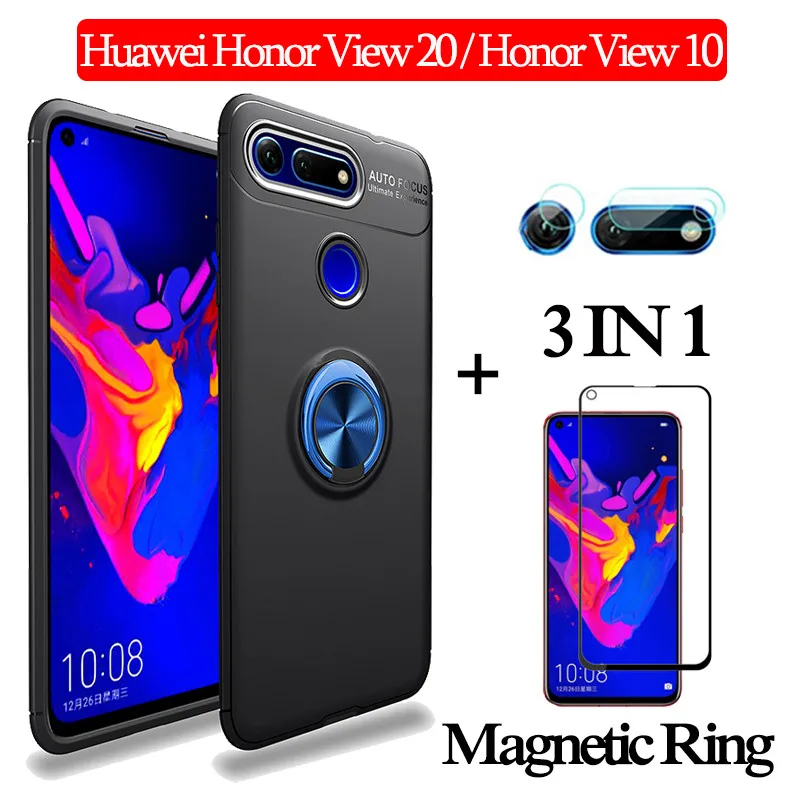 3-в-1 стекло + магнитом Силиконовое чехол хуавей хонор вью 20 на Honor View20 мягкий