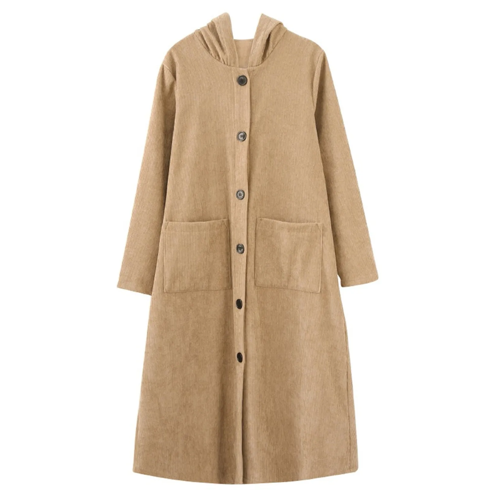 

2020 Winter Corduroy Plus Velvet Fashion Women Dress Casual Loose Long Sleeve Button Hoodie Maxi Dress Women Clothes Streetwear