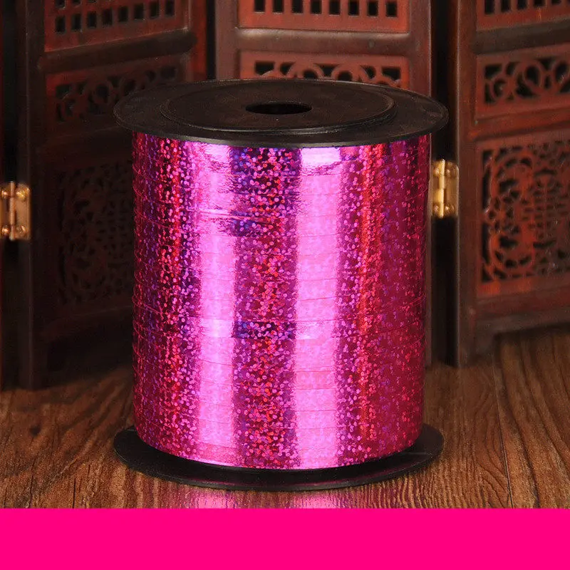 Воздушные шары ленты лента-лазер для вечерние украшения подарки на день рождения Свадебные украшения Фольга атласная лента завивка DIY аксессуары - Цвет: Rose 5mmX250Yard