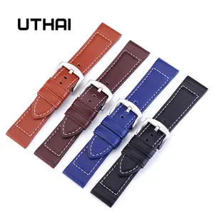 UTHAI P14 22 мм ремешок для часов из натуральной кожи 18-24 мм Аксессуары для часов высокое качество коричневый цвет ремешки для часов 20 мм ремешок для часов