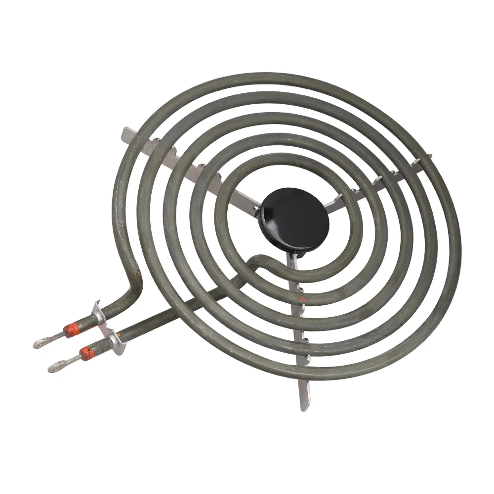 2100W 230V 8" 5 Turns Heating Element for Surface Burner,5 Coils Pancake Coil Shape Heater Tube with Tripod Back Size Flat