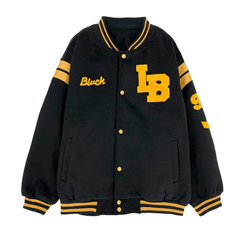 

2021 New Arrival Hot Single Breasted Spliced Letter Brand Clothing Bomber Jacket Women Loose Baseball Uniform Female Winter Coat