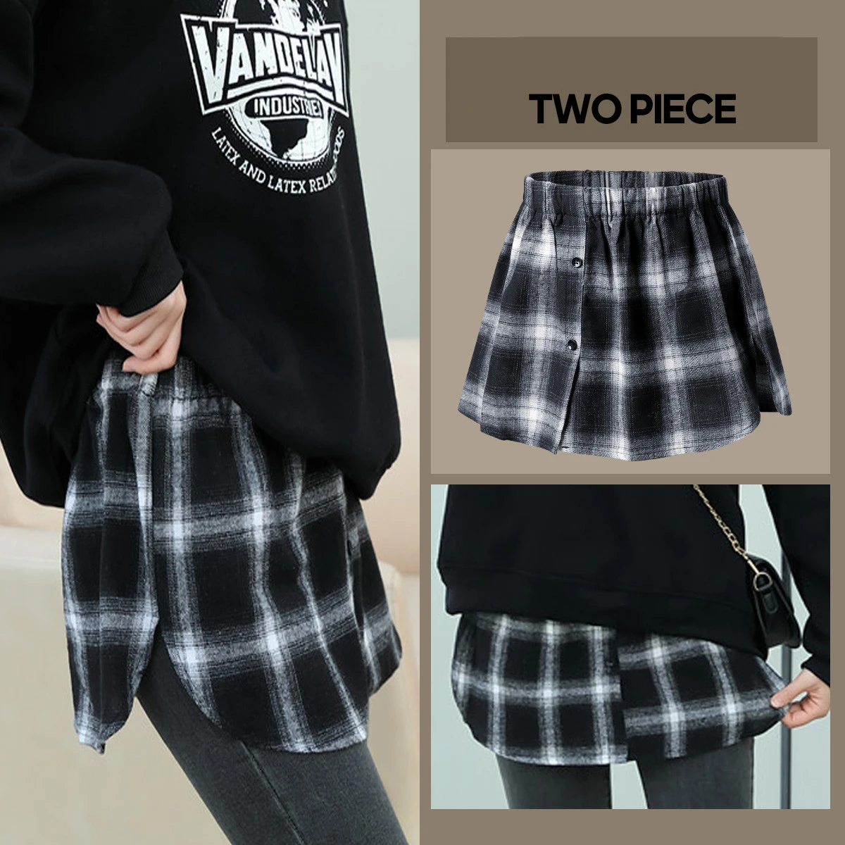 

[PTAH] Fashion Women Fake False Shirt Tail Blouse Hem Cotton Detachable Underskirt Skirt UK Shirt Skirt Half-body Befree Skirts