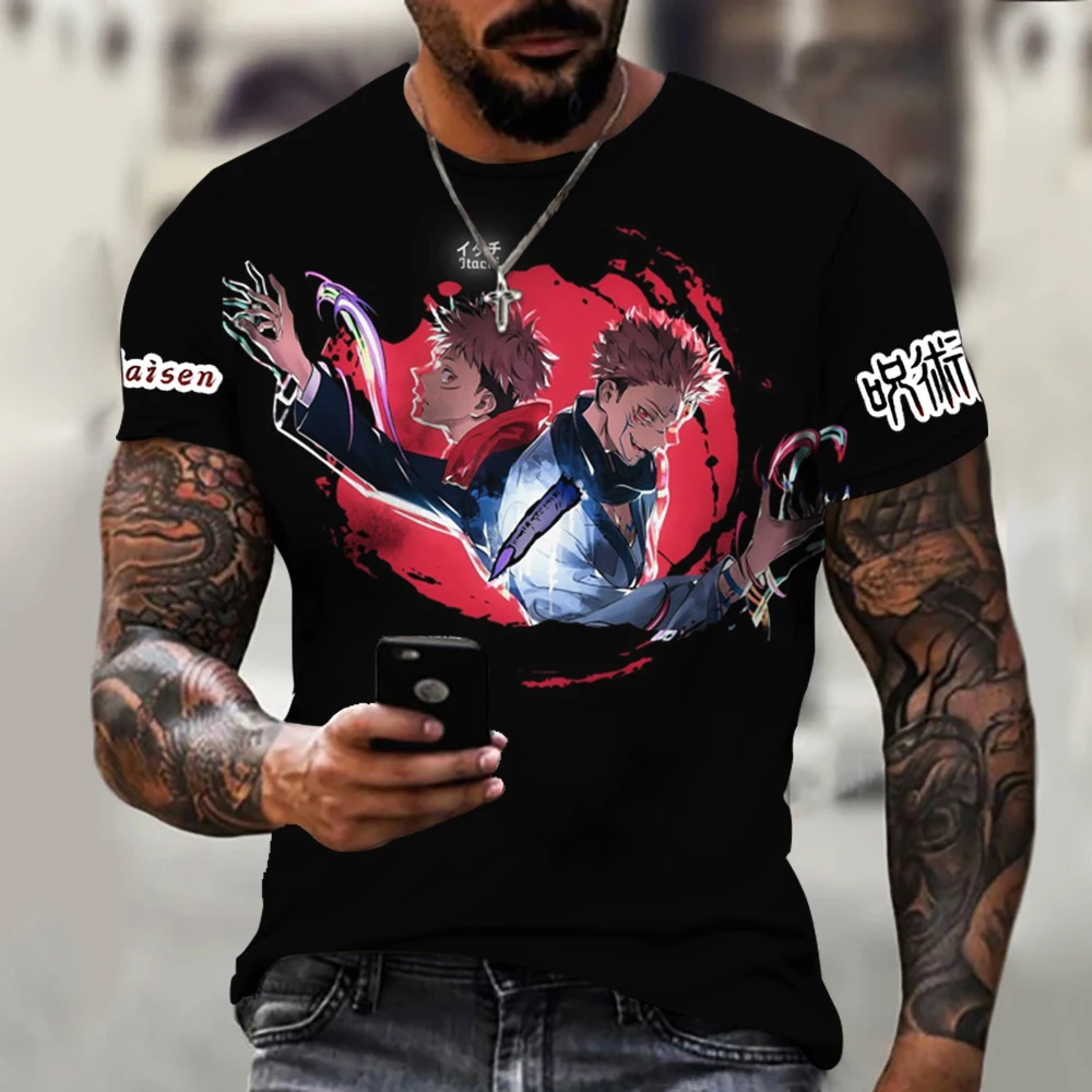 

Футболка с 3D принтом манга ююютсу Kaisen Itadori Yuji дизайн с круглым вырезом для женщин унисекс Детская уличная одежда Повседневная мягкая высоко...