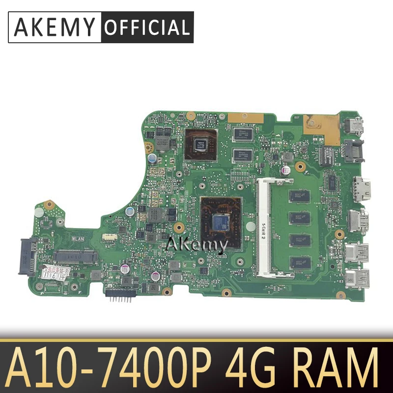 

Akemy X555DG X555YI laptop motherboard For ASUS X555D A555D X555DG X555Y K555D motherboard A10-7400P 4GB RAM