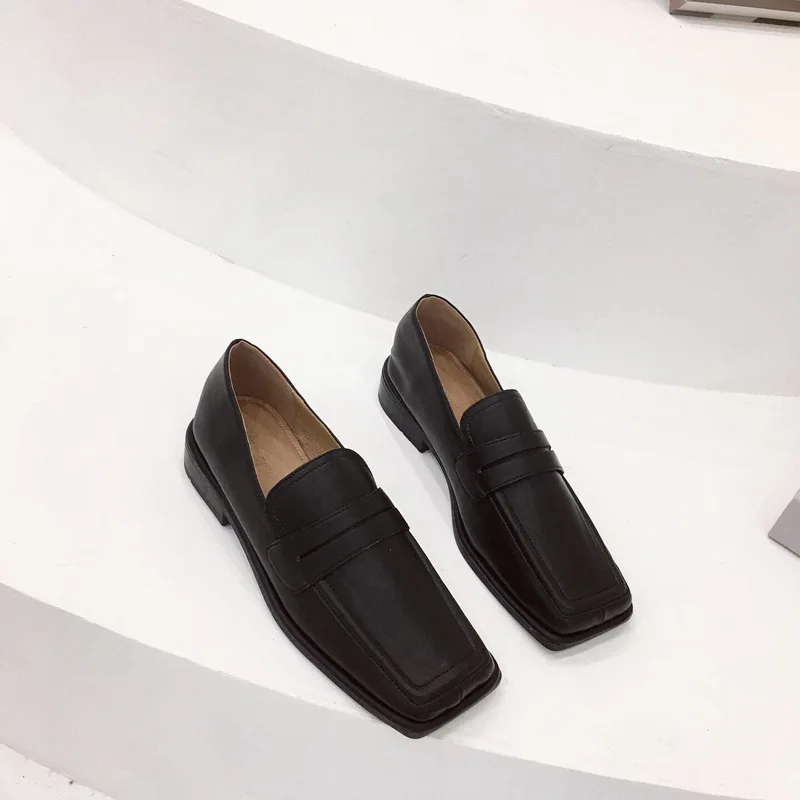 

Shoes Woman Flats Modis British Style All-Match Square Toe Casual Female Sneakers Autumn Dress 2021 Preppy New Comfortable Retro