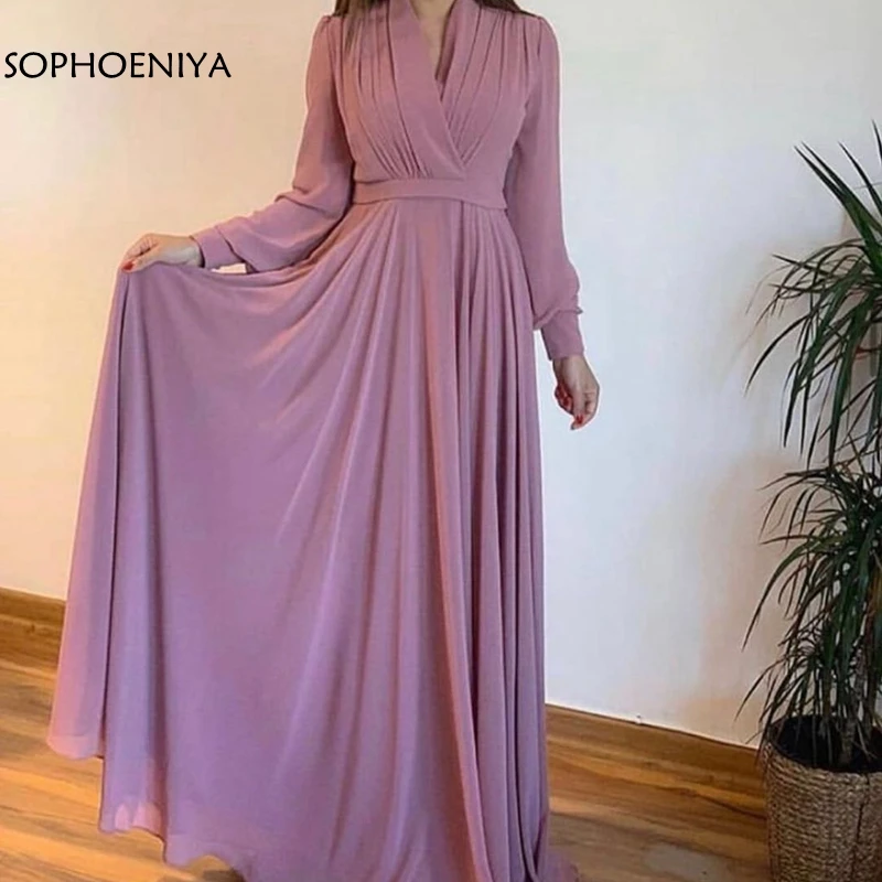 Женское длинное вечернее платье Элегантное Длинное Платье с V-образным вырезом и