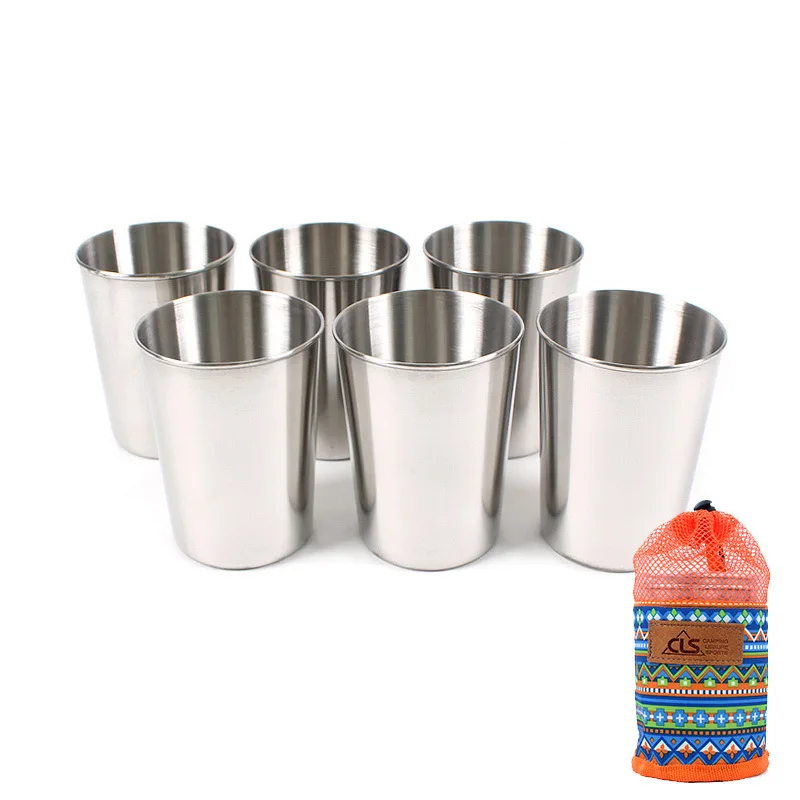 Livre de Aço Utensílios de Cozinha Pçs ao ar Inoxidável Grande Acampamento Piquenique Portátil Copo Cerveja Conjunto Barra Casa Ultraleve Garrafa Água 6