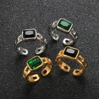vintage gothic blackgreen crystal cross rings punk hip hop unisex stainless steel gold plared jewelry accessory for women men