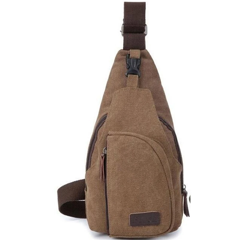 

Холщовый кожаный Ранец для мужчин, нагрудная Сумка-слинг на плечо, мессенджер через плечо, однотонный холщовый мужской портфель