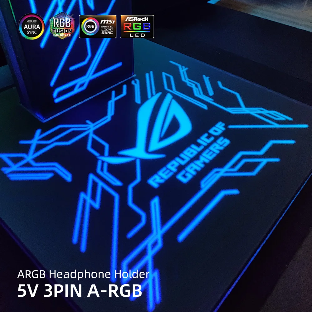 ARGB Headphone Holder RGB Headset Bracket Custom LOGO Earphone Stand 5V3PIN AURA SNC ROG Metal Frame Symphony Customization MOD |