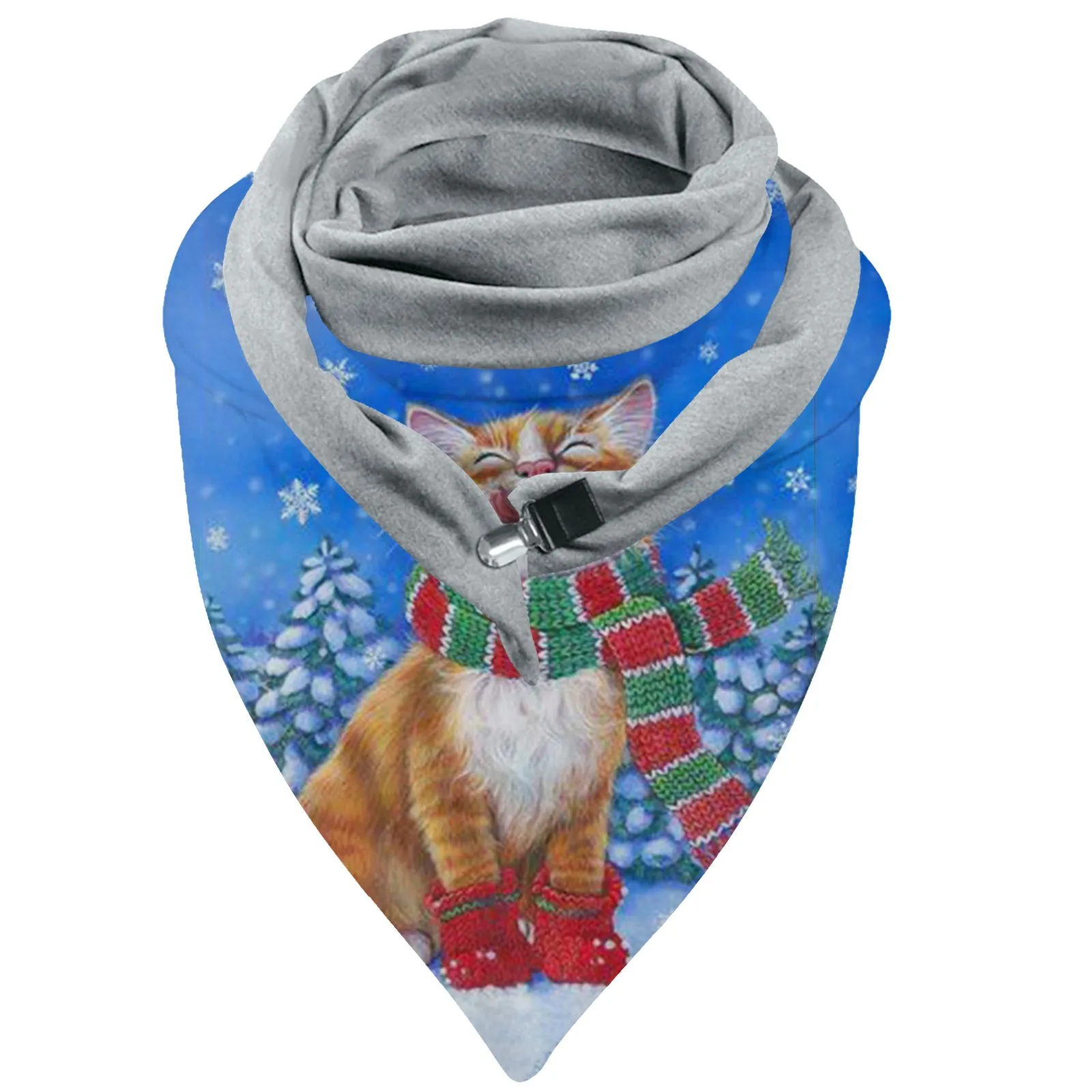 

Casual Warm Scarves Shawls For Women Echarpe Hiver Femme 2021 Fashionable Winter Women Scarf Cute Cat Printing Button Soft Wrap