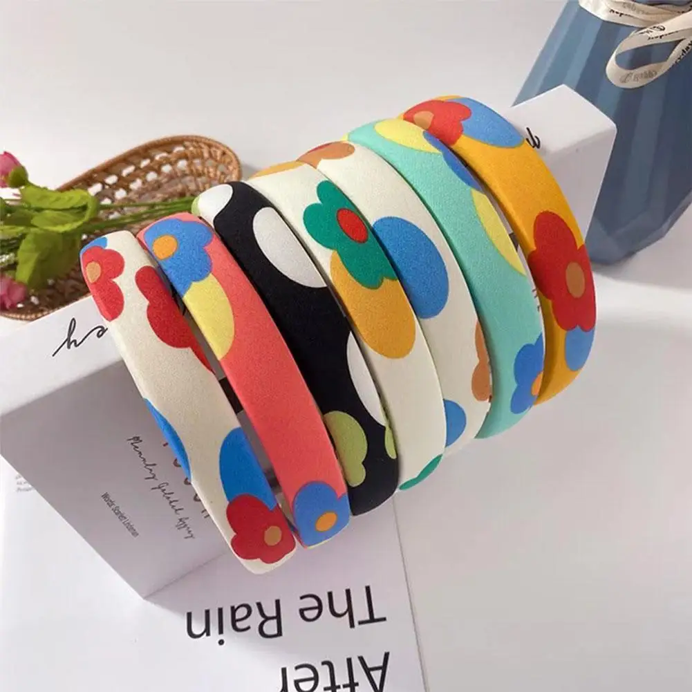 

Fashion Colorful Flowers Printed Women Headbands Hair Accessories Korean Elastic Hair Bands Female Girl Sponge Non-slip Hairband