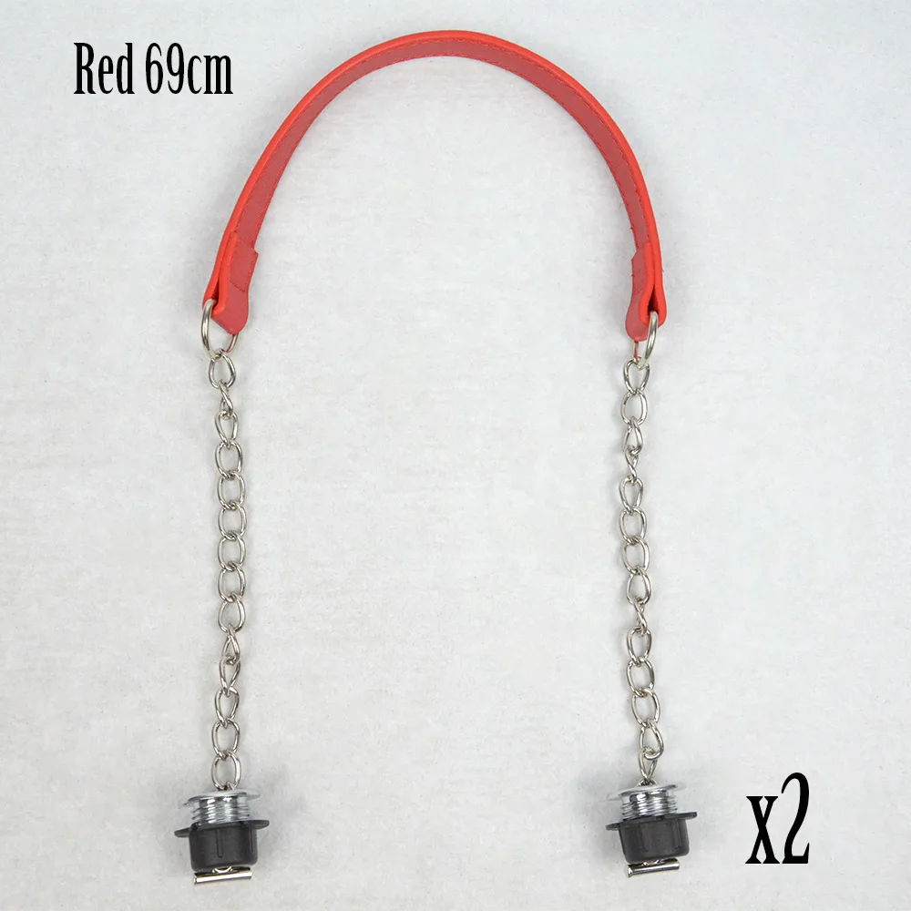 red Новинка, TANQU, 1 пара серебряных коротких толстых цепей Obag с металлическим напылением и винтом для сумки, женская сумка через плечо - Цвет: red