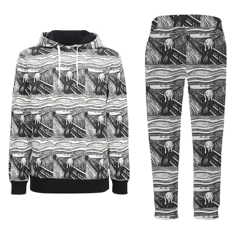 

Новинка 2022, мужской спортивный костюм, толстовка с рисунком масляных красок, граффити, Мужская толстовка, повседневные брюки, комплект спор...