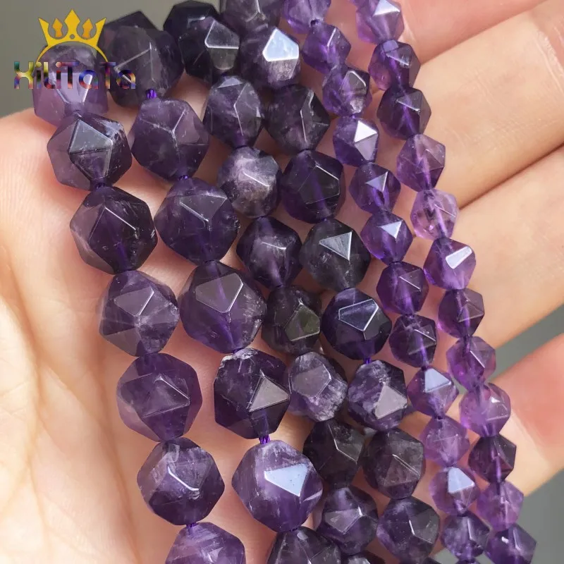 

Natural Stone Faceted Purple Amethysts Loose Spacer Beads For Jewelry Making DIY Bracelet Ear Studs Accessories 15'' 6/8/10mm