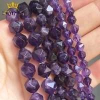 natural stone faceted purple amethysts loose spacer beads for jewelry making diy bracelet ear studs accessories 15 6810mm