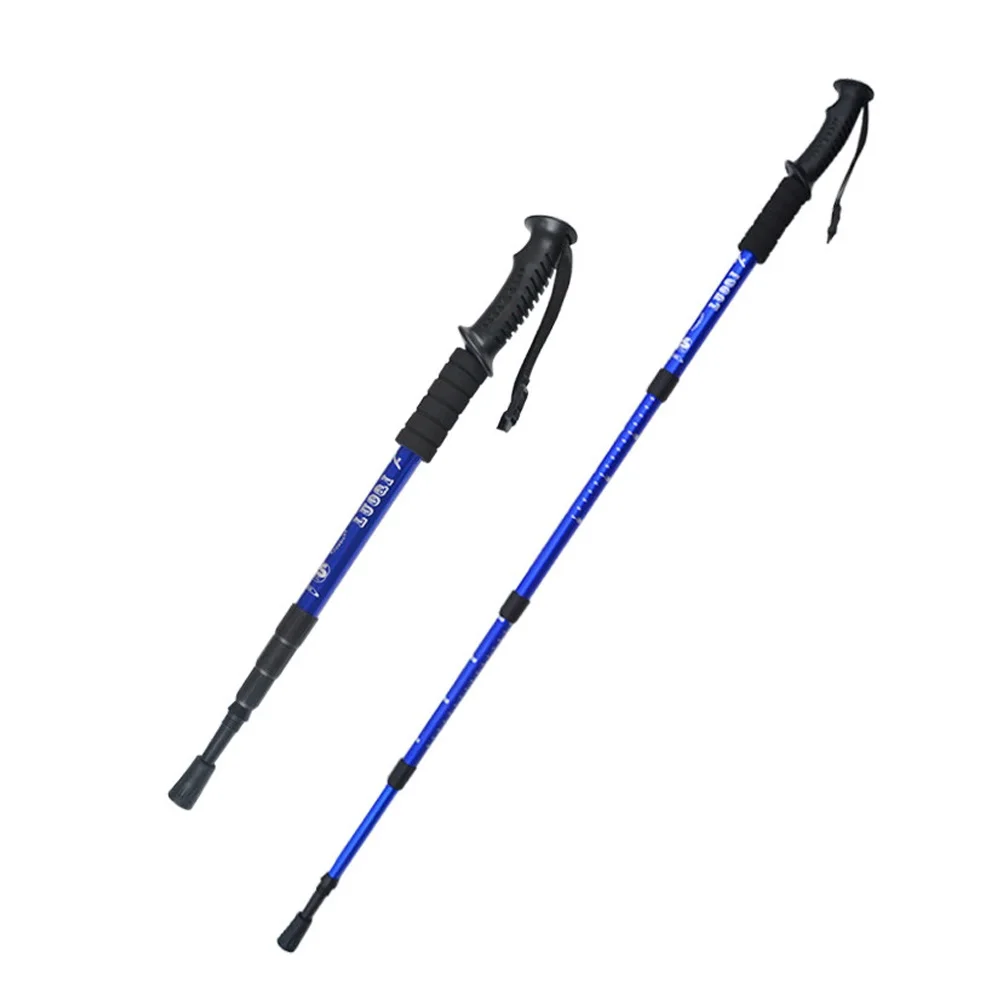 Straight shank blue 2 шт./лот треккинговые палки, палка для скандинавских прогулок, телескопическая палка из алюминиевого сплава, трость для прогулок с туристическими аксессуарами - Цвет: Straight shank blue