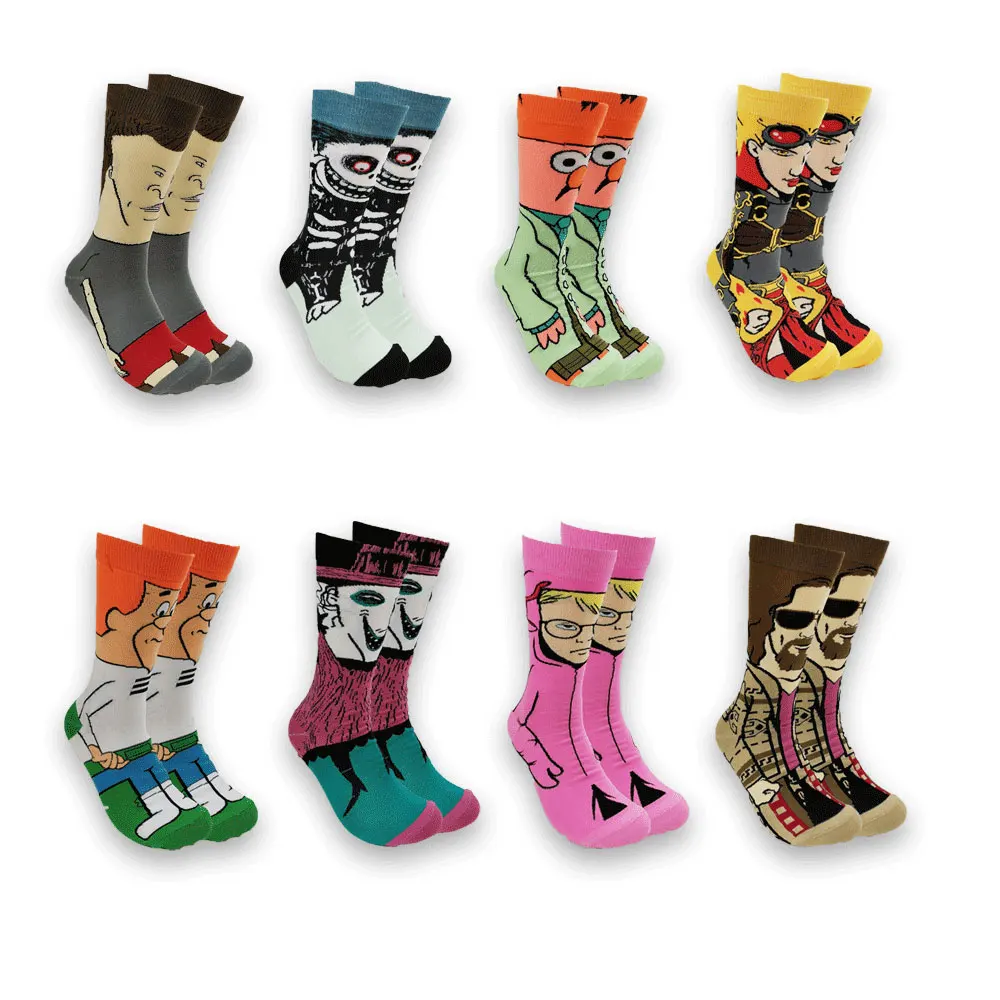 A Pair of Anime Cartoon Street Style Hip Hop Personality Novelty Khmer Quality Warm Mens and Womens Socks in the Tube Socks